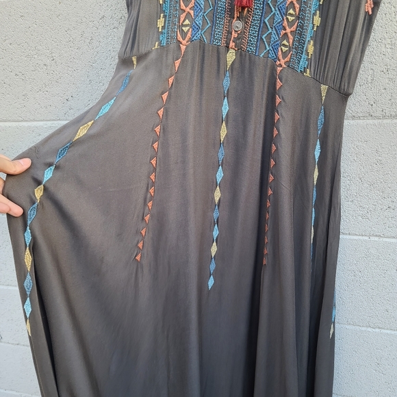 Johnny Was Biya | Crozier Embroidered Boho Rayon Maxi Dress Size Small - Picture 7 of 16
